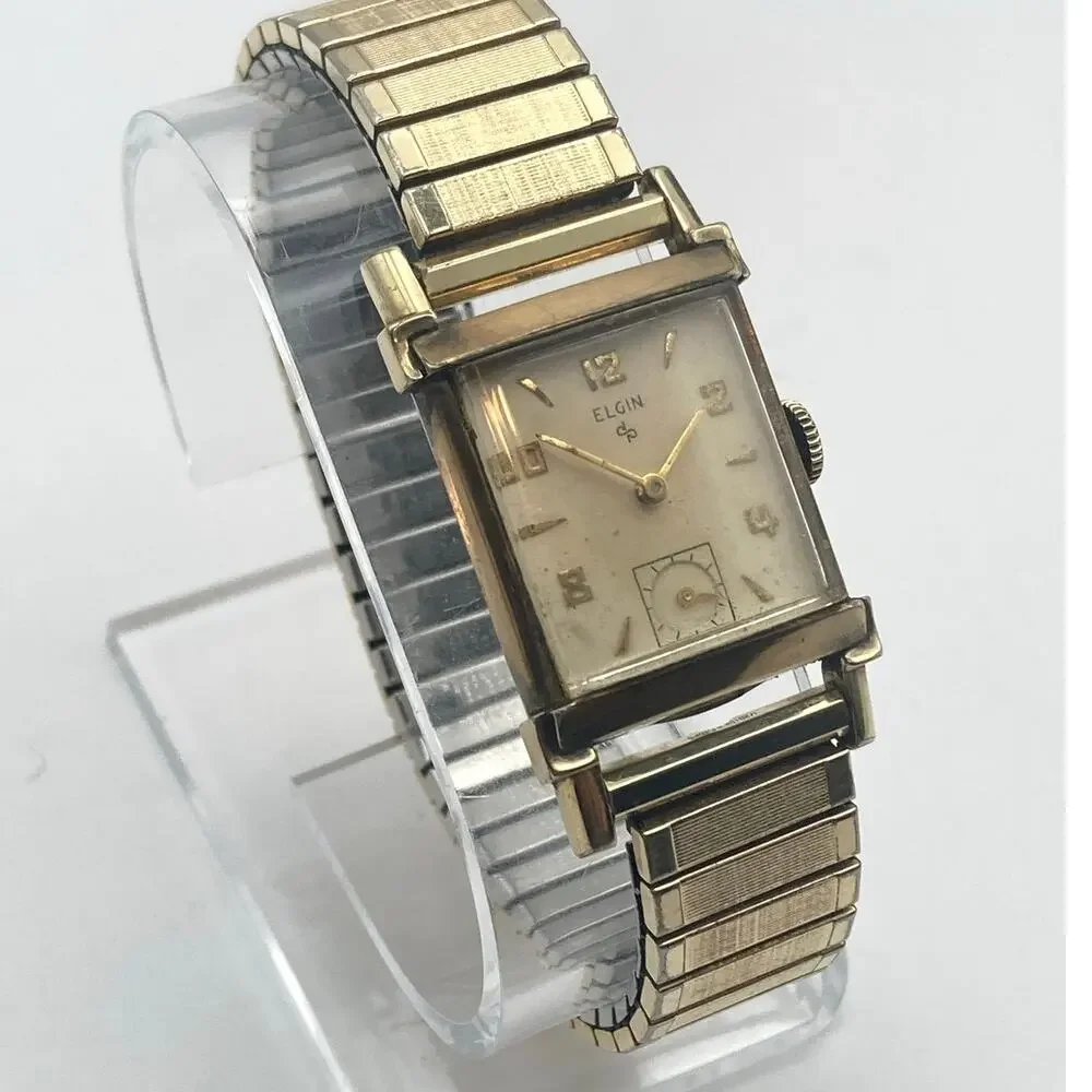 VTG 1950's Elgin Mechanical 10k RPG Bezel 17j Watch 22mm Expandable Works *Read*